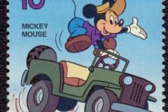 Timbre illustré avec Mickey et une Jjeep -1980