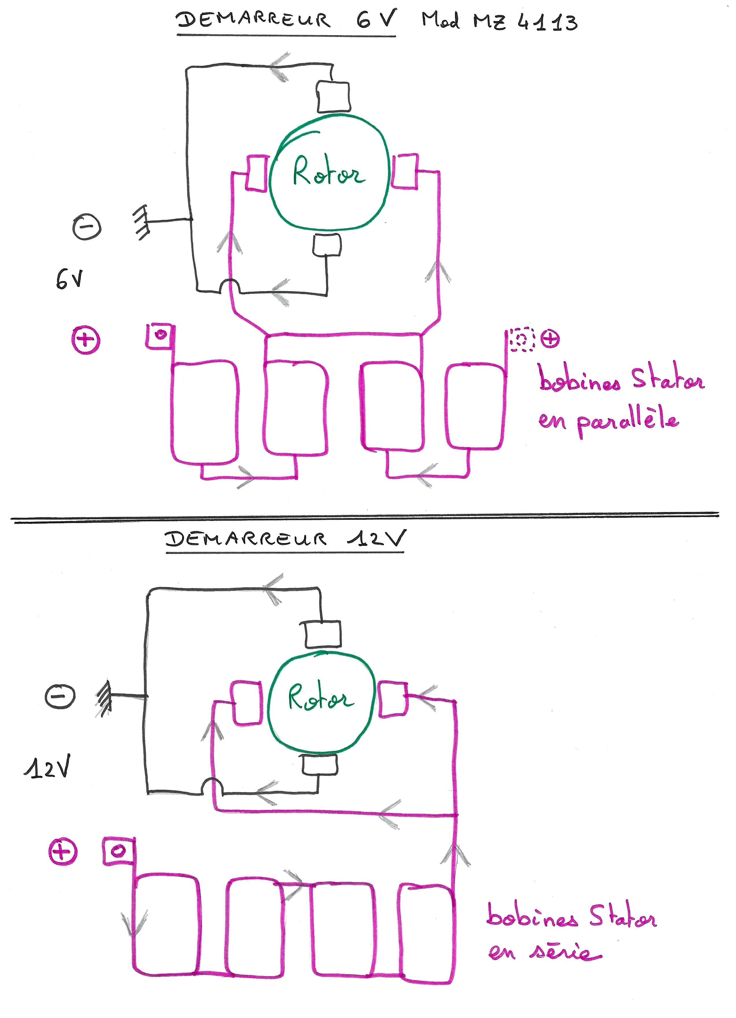 Cablage demarreur 6-12V_ fléché
